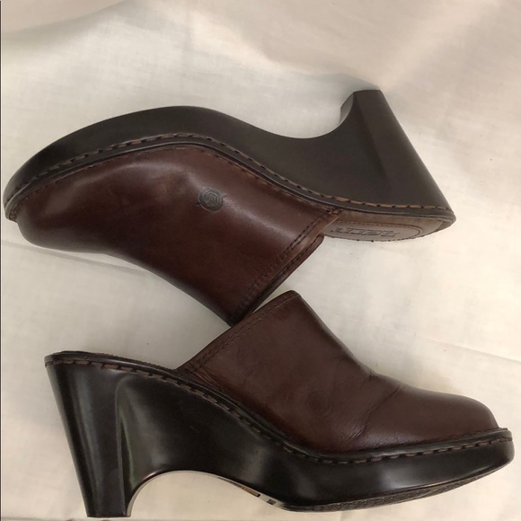 Born brown leather heeled clog - Picture 3 of 6